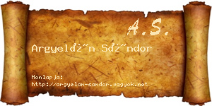 Argyelán Sándor névjegykártya