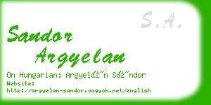 sandor argyelan business card